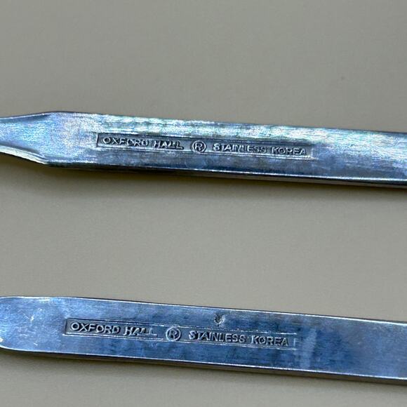 2 Cocktail Seafood Fork Oxford Hall Stainless Korea Snowflake Star - Picture 3 of 6